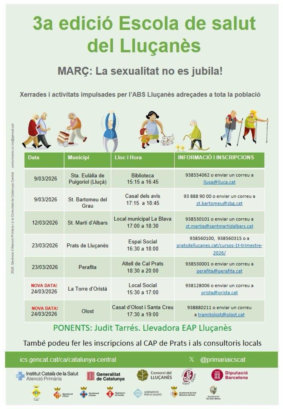 Escola de Salut el març: La sexualitat no es jubila